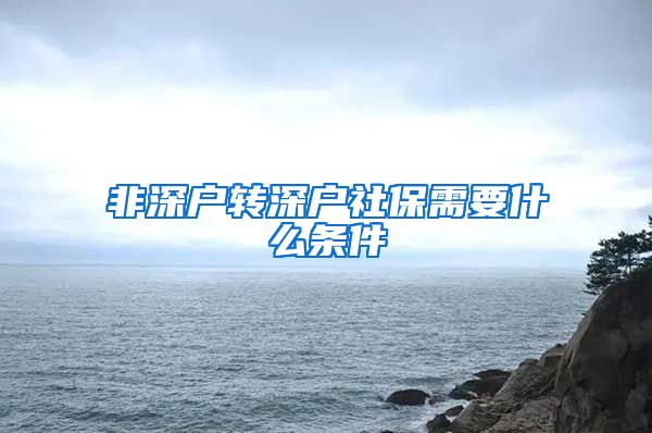 非深户转深户社保需要什么条件