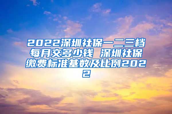 2022深圳社保一二三档每月交多少钱 深圳社保缴费标准基数及比例2022