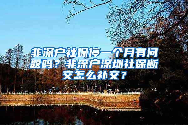 非深户社保停一个月有问题吗？非深户深圳社保断交怎么补交？