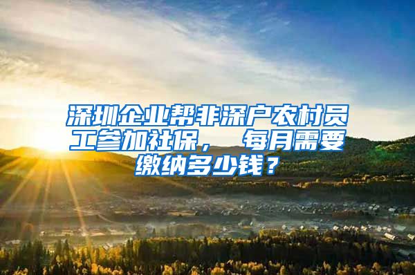 深圳企业帮非深户农村员工参加社保， 每月需要缴纳多少钱？