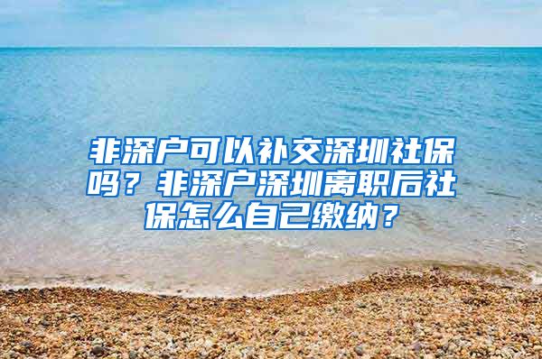 非深户可以补交深圳社保吗？非深户深圳离职后社保怎么自己缴纳？
