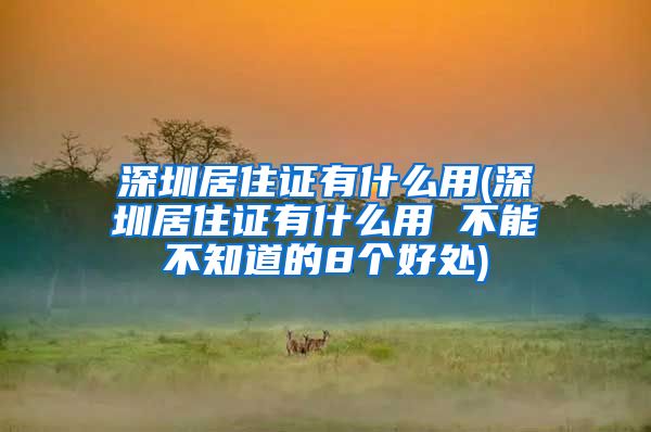 深圳居住证有什么用(深圳居住证有什么用 不能不知道的8个好处)