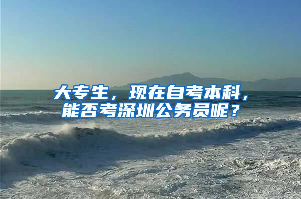 大专生，现在自考本科，能否考深圳公务员呢？