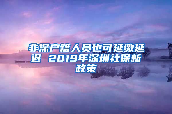 非深户籍人员也可延缴延退 2019年深圳社保新政策