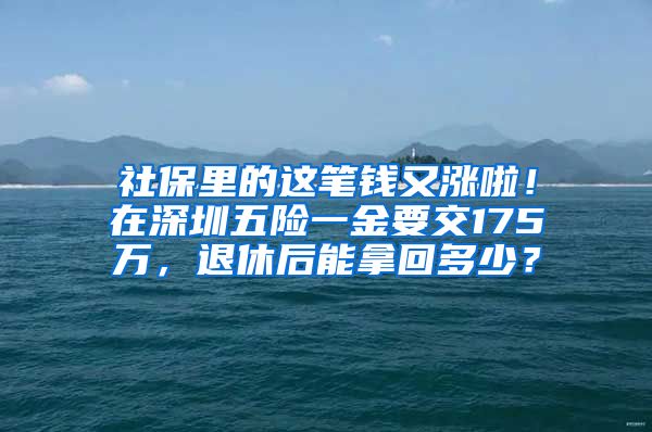 社保里的这笔钱又涨啦！在深圳五险一金要交175万，退休后能拿回多少？