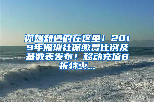 你想知道的在这里！2019年深圳社保缴费比例及基数表发布！移动充值8折特惠...