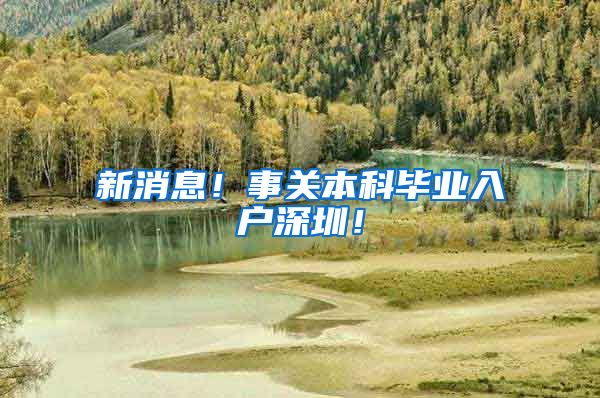 新消息！事关本科毕业入户深圳！