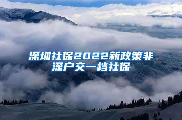 深圳社保2022新政策非深户交一档社保