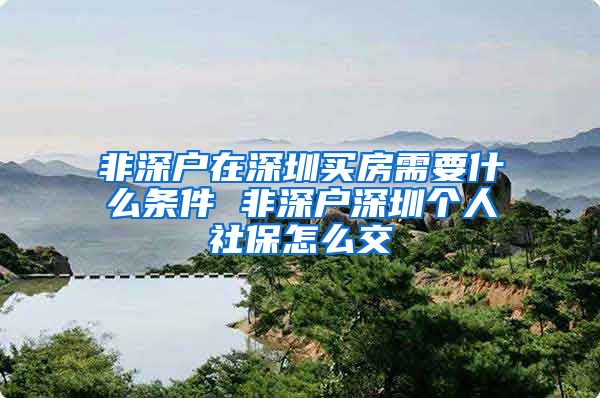 非深户在深圳买房需要什么条件 非深户深圳个人社保怎么交