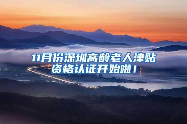 11月份深圳高龄老人津贴资格认证开始啦！