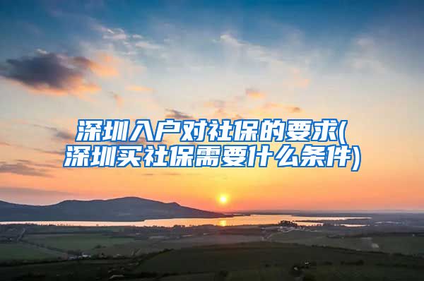 深圳入户对社保的要求(深圳买社保需要什么条件)