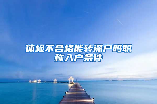 体检不合格能转深户吗职称入户条件