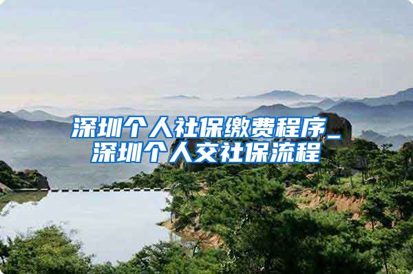 深圳个人社保缴费程序_深圳个人交社保流程