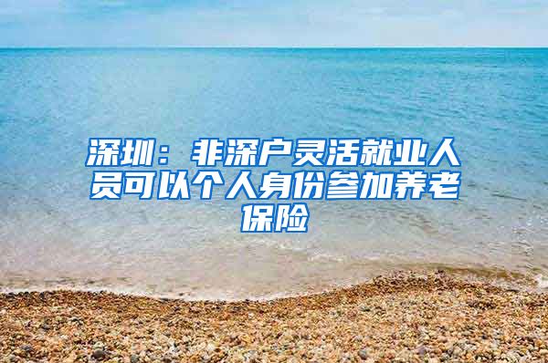 深圳：非深户灵活就业人员可以个人身份参加养老保险