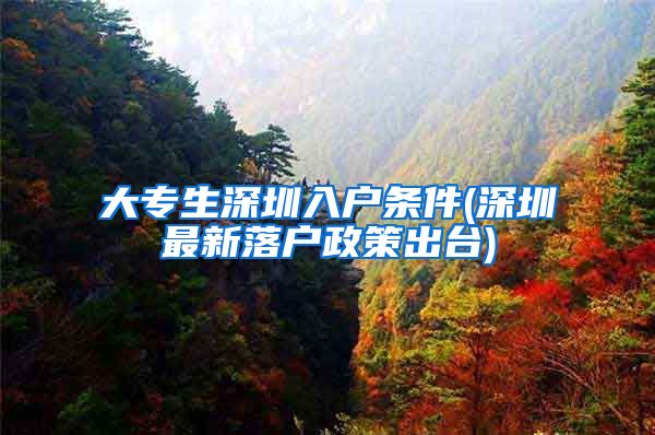 大专生深圳入户条件(深圳最新落户政策出台)