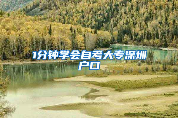 1分钟学会自考大专深圳户口