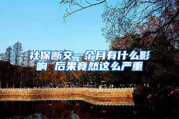 社保断交一个月有什么影响 后果竟然这么严重