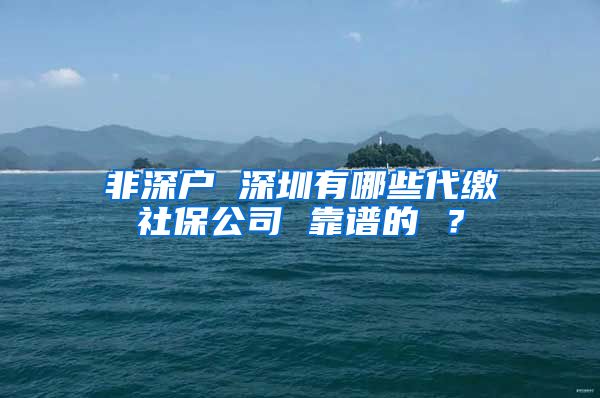 非深户 深圳有哪些代缴社保公司 靠谱的 ？