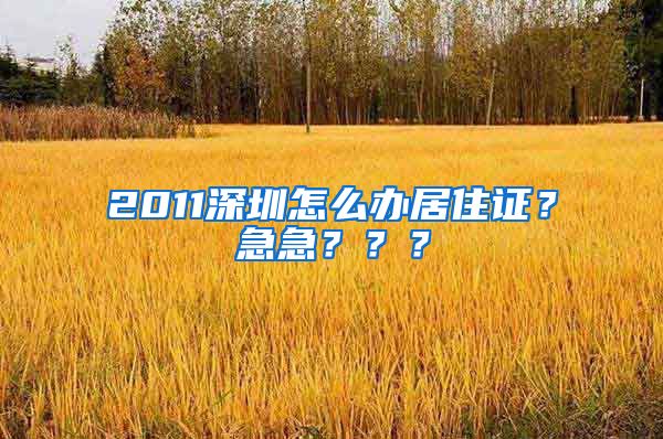 2011深圳怎么办居住证？急急？？？