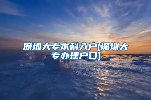 深圳大专本科入户(深圳大专办理户口)