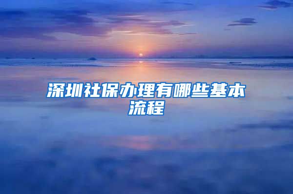 深圳社保办理有哪些基本流程
