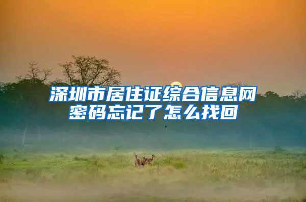 深圳市居住证综合信息网密码忘记了怎么找回