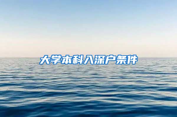 大学本科入深户条件