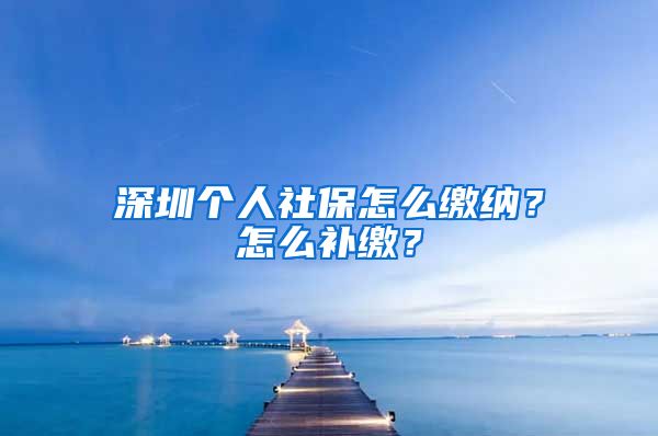 深圳个人社保怎么缴纳？怎么补缴？