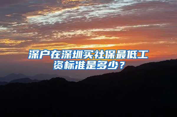 深户在深圳买社保最低工资标准是多少？
