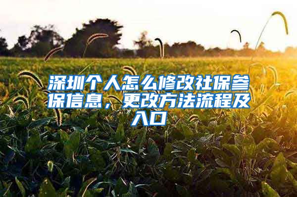 深圳个人怎么修改社保参保信息，更改方法流程及入口
