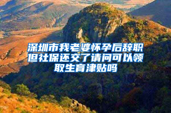 深圳市我老婆怀孕后辞职但社保还交了请问可以领取生育津贴吗