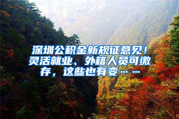深圳公积金新规征意见！灵活就业、外籍人员可缴存，这些也有变……