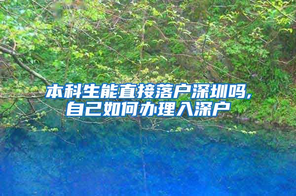 本科生能直接落户深圳吗,自己如何办理入深户