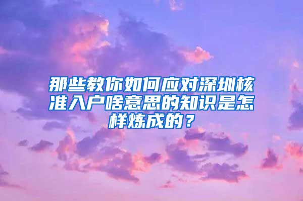 那些教你如何应对深圳核准入户啥意思的知识是怎样炼成的？