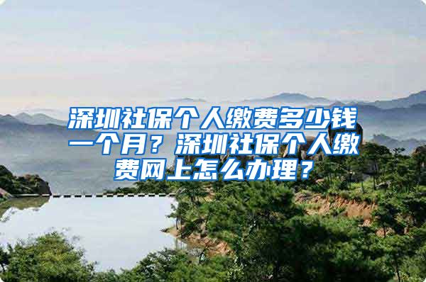 深圳社保个人缴费多少钱一个月？深圳社保个人缴费网上怎么办理？