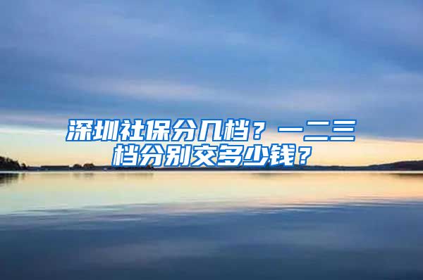 深圳社保分几档？一二三档分别交多少钱？