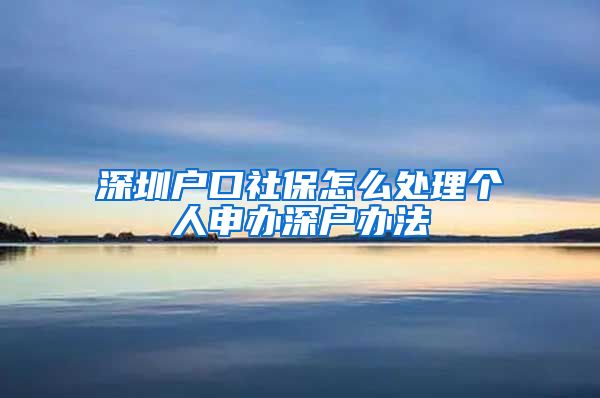 深圳户口社保怎么处理个人申办深户办法
