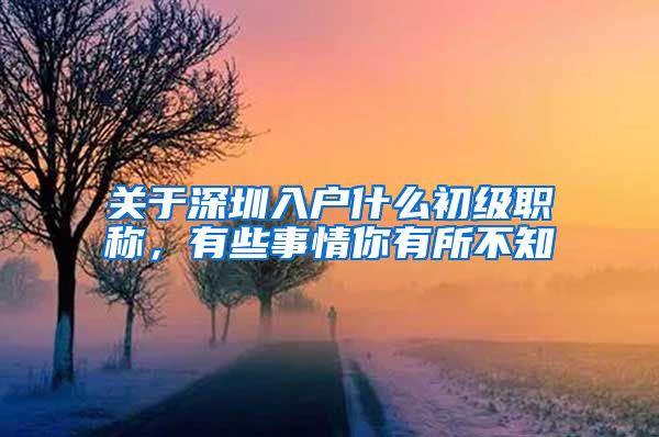 关于深圳入户什么初级职称，有些事情你有所不知