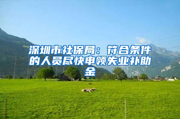 深圳市社保局：符合条件的人员尽快申领失业补助金