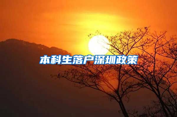 本科生落户深圳政策