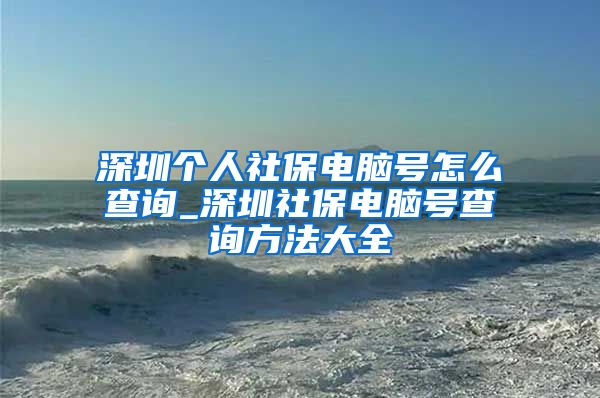 深圳个人社保电脑号怎么查询_深圳社保电脑号查询方法大全