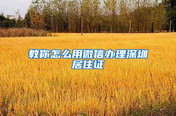 教你怎么用微信办理深圳居住证