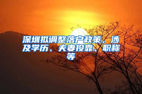 深圳拟调整落户政策，涉及学历、夫妻投靠、职称等