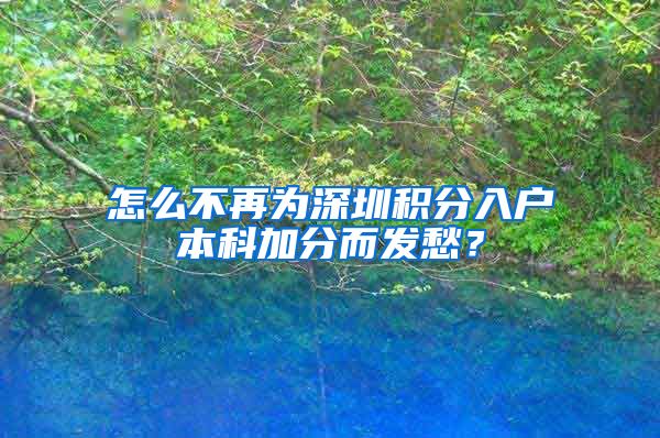怎么不再为深圳积分入户本科加分而发愁？