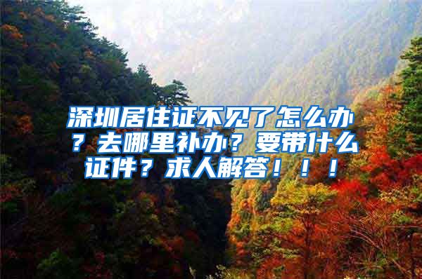 深圳居住证不见了怎么办？去哪里补办？要带什么证件？求人解答！！！
