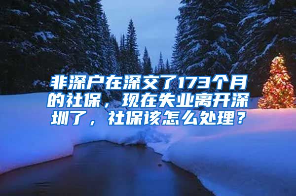 非深户在深交了173个月的社保，现在失业离开深圳了，社保该怎么处理？