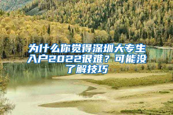 为什么你觉得深圳大专生入户2022很难？可能没了解技巧