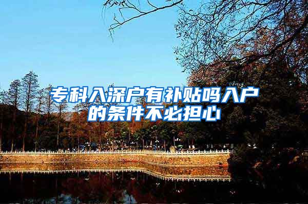 专科入深户有补贴吗入户的条件不必担心