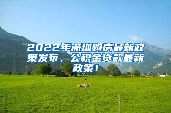 2022年深圳购房最新政策发布，公积金贷款最新政策！