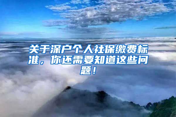 关于深户个人社保缴费标准，你还需要知道这些问题！